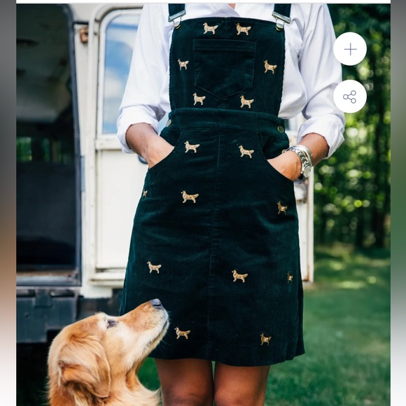 Kiel James Patrick Forest Green dress with golden retriever Dog Embroidery - Picture 2 of 6